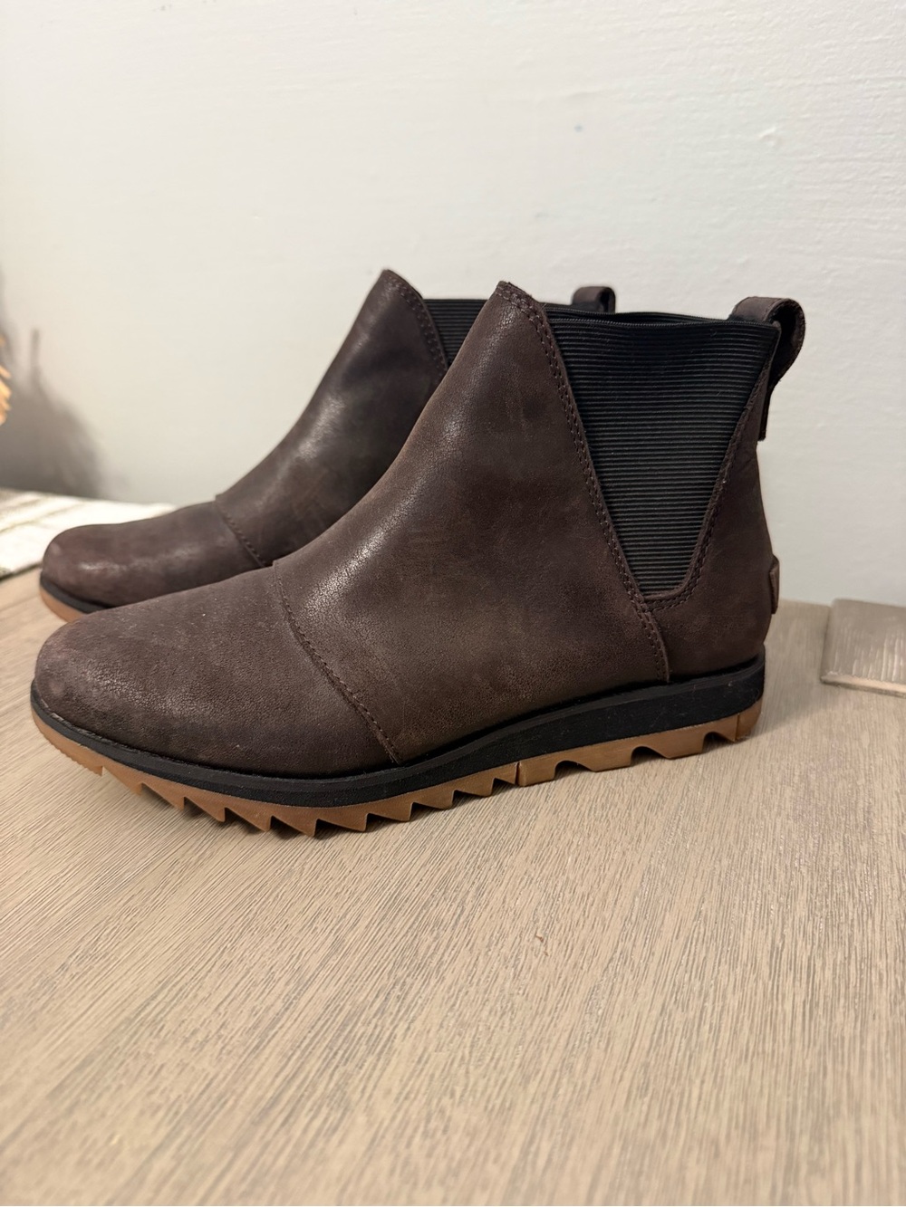 Women’s  Brown Chelsea Bootie with Rugged Lug Sole